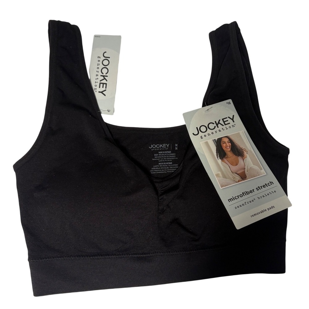 Jockey Generation Microfiber Stretch Seamfree Bralette Black Size Medium NWT